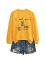 Gros plan d'un sweat-shirt jaune avec imprimé souris et âne et texte humoristique - S / Jaune