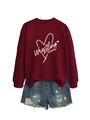 Detail view of a burgundy wrestling mom crewneck sweatshirt with distressed denim shorts - Wine Red (White Font)