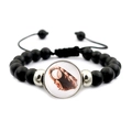 Elastische baseball armband met zwarte matte kralen en verstelbaar sportkoord - Honkbalhandschoen Stijl (JY007981-3)