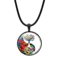 Artistic Yin Yang Tree of Life pendant necklace with colorful watercolor finish - Colorful Watercolor Tree of Life Style (JY007933-8)