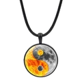 Yin Yang Tai Chi butterfly pendant necklace with sun and moon pattern on black cord - Sun Moon Harmony Tai Chi Style (JY007933-12)