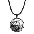 Steampunk yin yang necklace featuring intricate mechanical clock gears and black cord - Mechanical Gear Steampunk Style (JY007933-14)