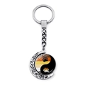Rotatable yin yang bear pride flag keychain with brown orange white pattern - Bear Pride Rainbow Yin Yang Style(JY007930-5)