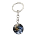 Porte-clés Poisson Koi Yin Yang avec pendentif en verre Dragon Lune bleu et or - Style Tai Chi Koi Double Poisson Or Et Bleu (JY007999-3)