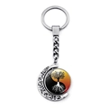 Silver yin yang tree of life crescent moon rotating pendant keychain accessory - Yellow Black Tree of Life Yin Yang Style(JY007930-7)
