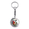 Spinning Yin Yang Tree of Life keychain with silver crescent moon metal frame - Jy007930-8