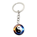Silver alloy keychain with ice and fire yin yang tai chi crystal glass pendant - Ice And Fire Theme Yin Yang Tai Chi Style (JY007999-5)