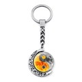 Crescent moon keychain with rotating yin yang pendant featuring sun and moon textures - Jy007930-12
