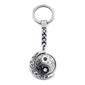 Silver metal yin yang butterfly swivel keychain with intricate hollowed filigree - Vine Tai Chi Style(JY007930-15)