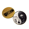 Broche ronde en bronze avec motif Yin Yang de Border Collie en noir et blanc - Style Yin Yang Border Collie (JY007989-4)