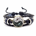 Bracciale multistrato in pelle intrecciata a mano con ciondolo a farfalla Yin Yang - Stile Floreale Farfalla Yin Yang (JY007929-1)
