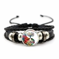Bracelet tressé en cuir Arbre de Vie Yin Yang avec perles multicouches et cabochon - Arbre de Vie Yin Yang Splash Encre (JY007928-8)