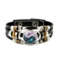 Pulsera multicapa de cuero con dije de mariposa yin yang púrpura y cierre ajustable - Mariposa Yin Yang Púrpura Azul (JY007935-2)