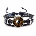 Bracelet Yin Yang Tai Chi en cuir tressé fait main avec sangle réglable multicouche - Style Tai Chi Yin Yang Soleil Flamme (JY007929-10)
