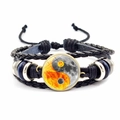 Bracelet multicouche en cuir tressé à la main avec charm Yin Yang et perles bleues - Style Terre Tai Chi Yin Yang (JY007929-12)