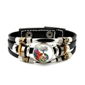 Bracciale retrò multistrato in pelle con albero della vita e yin yang in vetro - Albero della Vita Taiji (JY007935-8)