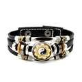Bracciale retrò in pelle multistrato con cabochon Yin Yang e ciondoli in metallo - Mandala d'Oro Yin Yang (JY007935-9)