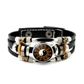 Bracciale punk in pelle vintage con cupola in vetro yin yang e perline multistrato - Sole di Fiamme Yin Yang (JY007935-10)