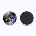 Calamita da frigo rotonda 25mm in vetro yin yang carpe koi con supporto magnetico - Stile Doppio Pesce Oro E Blu (JY007996-3)