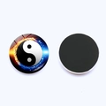 Aimant de frigo en verre 25mm motif Yin Yang Tai Chi représentant le feu et l'eau - Style Tai Chi Eau Et Feu (JY007996-5)