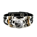 Bracciale in pelle punk retrò Yin Yang con ingranaggi steampunk e chiusura a scatto - Movimento Meccanico (JY007935-14)