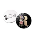 Runde florale Brosche Buchstabe R mit goldenem Alphabet und Vintage Blumendesign - Buchstabe R Stil (JY008014-R)
