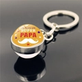 Silver keychain with 'JE SUIS UN SUPER PAPA' yellow glass pendant for Father's Day - Je suis un super papa French Yellow Background (XSWX2255-12)