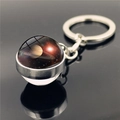 Solar system keychain with double-sided glass ball featuring Saturn galaxy patterns - Saturn Nebula Style (XSWX2275-2)