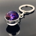 Solar system galaxy keychain with purple nebula design in double-sided glass ball - Radiant Nebula Style (XSWX2275-8)