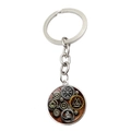 Nordic Viking keychain with silver metal gears and steampunk compass charm - Steampunk Rune Gear Style (JY008064-4)