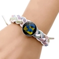 Handgewebtes Armband mit blau-gelbem Sonnenblumen-Charm für Herren und Damen geeignet - Sonnenblume Stil (JY008085-2)