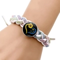 Handgewebtes Sonnenblumen Armband mit blauem Schmetterling auf farbenfrohem Glitzerseil - Sonnenblume Schmetterling Stil (JY008085-3)