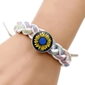 Glitzerndes gewebtes Ukraine-Armband mit Sonnenblumen-Anhänger für Damen und Herren - Sonnenblume Blau Gelb Muster Stil (JY008085-4)