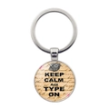 Keep Calm and Type On silver keychain with a vintage typewriter charm design - Nostalgic Typewriter Style (JY008095-5)