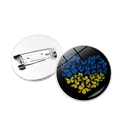 Broche ronde avec motif cœur papillon bleu et jaune et épingle de sécurité argentée - Coeur Épissé de Papillons (JY008071-5)