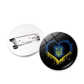 Broche coeur drapeau Ukraine avec symbole trident doré et support en métal argenté - Éclaboussure d'Encre Coeur Emblème National (JY008071-8)