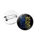 Broche emblème Ukraine avec motif floral bleu et jaune et épingle de sûreté argentée - Emblème National avec Fleurs Bleu Jaune (JY008071-9)