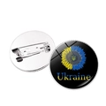 Set de badges ronds drapeau Ukraine avec tournesol montrant l'avant et l'arrière - Base Noire Tournesol avec Texte Logo (JY008071-11)