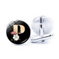 Men's silver cufflinks featuring letter P with floral design and T-back closure - Jy008019-p / Other
