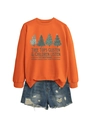 Detailansicht vom orangefarbenen Weihnachts-Sweatshirt und destroyed Denim-Shorts für Kinder - S / Orange