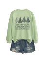 Dettaglio della felpa con grafiche ad albero e uno slogan divertente sui bambini - Verde oliva