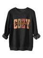 Detalle del forro polar suave y los puños acanalados en esta sudadera negra oversize - Negro