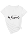 Detailed close-up of white V-neck T-shirt featuring John 3:16 text and knotted hem detail - S / White (Black Font)