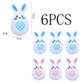 Set di 6 statuette di coniglietto pasquale a scacchi blu e rosa, altezza 8 cm - Stile Plaid Rosa Blu