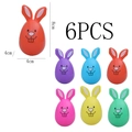 Set di 6 uova di Pasqua colorate a forma di coniglietto con lunghe orecchie decorative - Stile Multicolore Misto