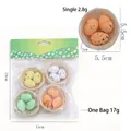 Set mit 4 Mini-Stroh-Vogelnestern mit bunten Schaumstoffeiern für die Osterdekoration - Helles Vogelnest-Stil / Kombinationsstil