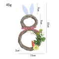 Easter bunny woven wreath with red-white plaid bow and carrot, weight 45g, height 32cm - Straw Rabbit Hanging Ornament