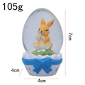 Easter bunny glass egg figurine with blue bow and white shell base, 7cm tall - Orange Sitting Rabbit - Blue Bow