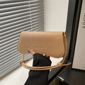 Sac sous le bras minimaliste marron clair à motif crocodile avec bandoulière à nœud - Kaki