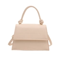 Borsa a tracolla trapezoidale color crema con stampa coccodrillo e manico con nodo - Bianco